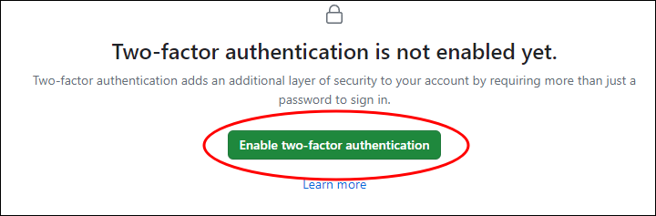 two factor authentication 선택